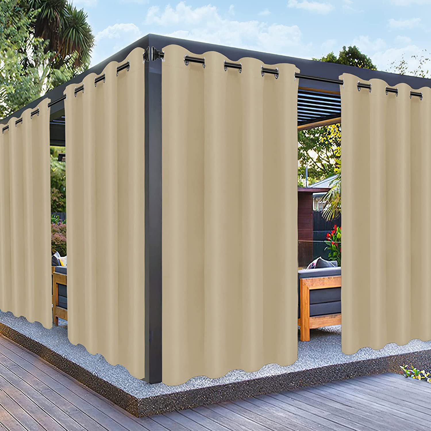 Outdoor Curtains for Patio Waterproof Weatherproof, UV and Fade Resistant Outsid