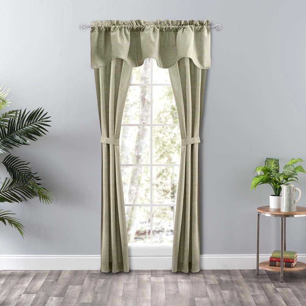 Ellis Curtain Lisa Solid Color Poly Cotton Duck Fabric Lined Scallop Valance