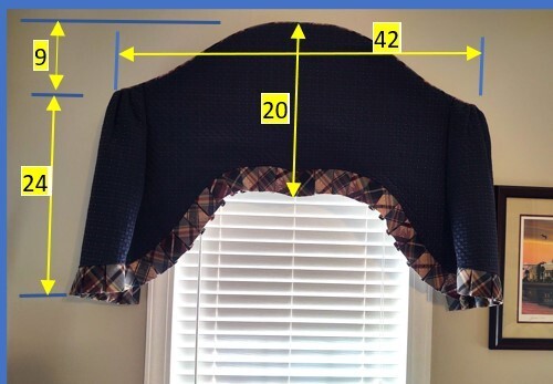 Custom Window Cornice Valence/Arch Top/Navy w/Plaid Trim/by Ross Originals *EUC*