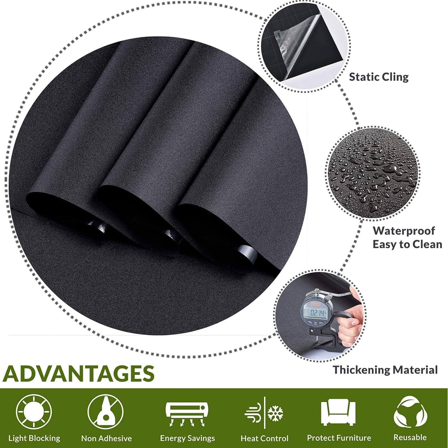 Reusable Black Window Cover – 17.7 x 78.7 in. Static Cling for Custom Designs
