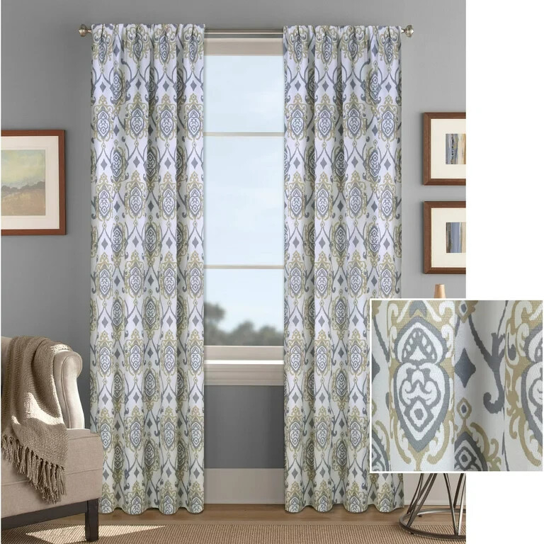 Better Homes and Gardens Damask Scroll Single Curtain Panel – 52” x 84”