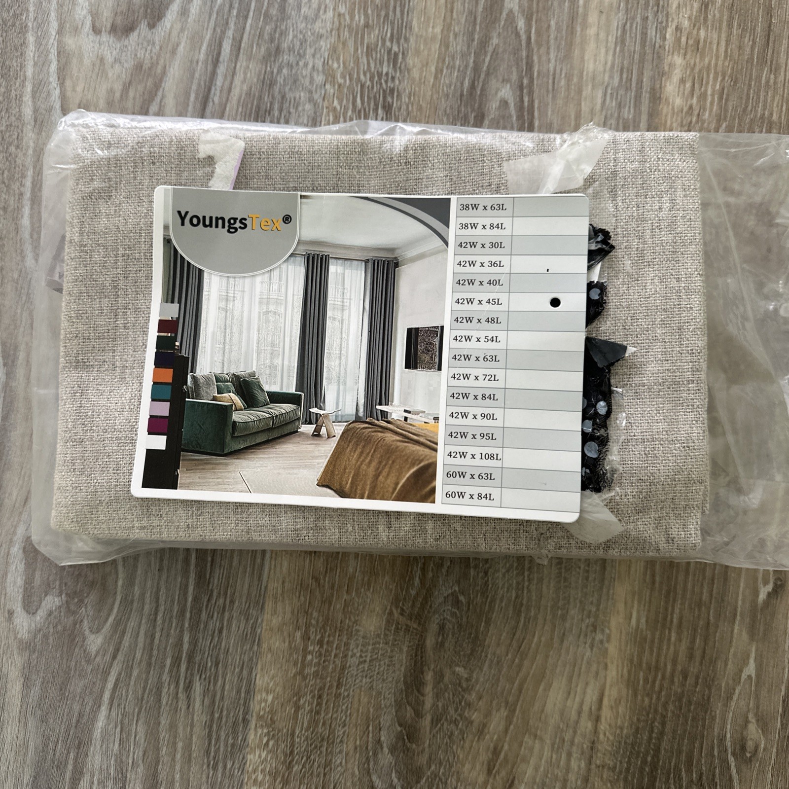 Youngstex Linen Curtains, Light Filtering. 2 Panels, 42 W X 45 L Oatmeal color