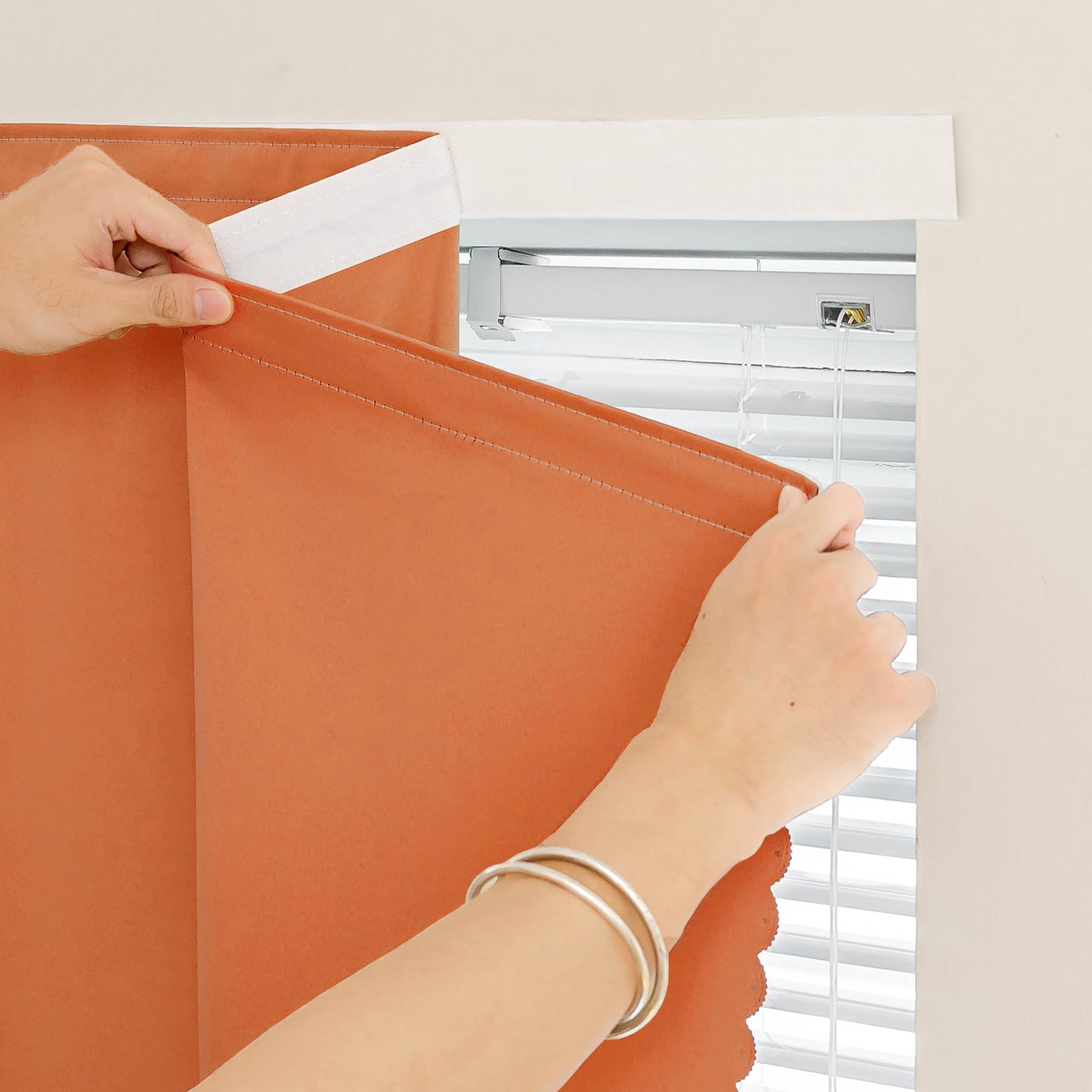 Jilron Orange 47x71in Adhesive Blackout Curtains 1P