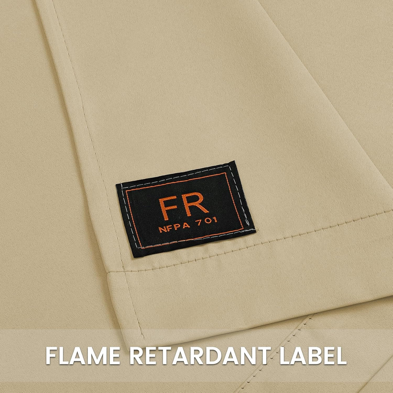 Beige Flame Retardant Curtains for Hotels & Auditoriums – 52×108 In, 2 Panels