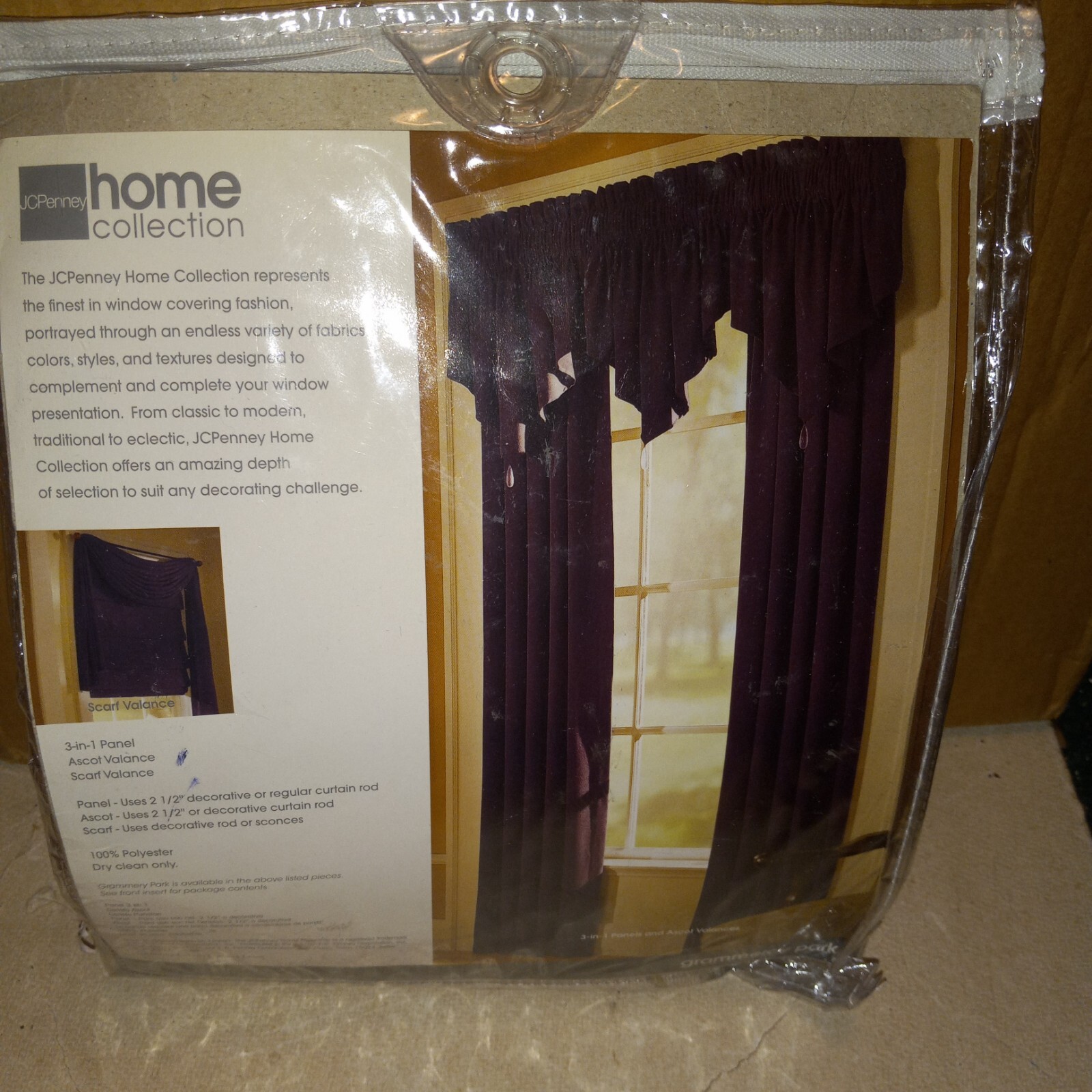 JcPenney Home Collection Grammercy Park Ascot Valance Beige Parchment 40″x 21″