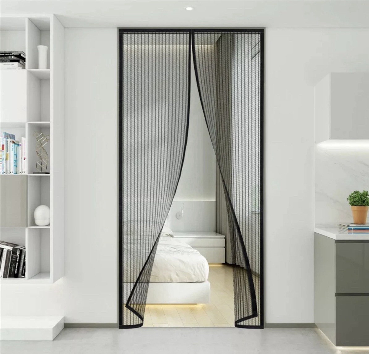 Magic Magnetic Door Mesh Net Fly Screen Mosquito Bug Curtain Hands Free Black AU