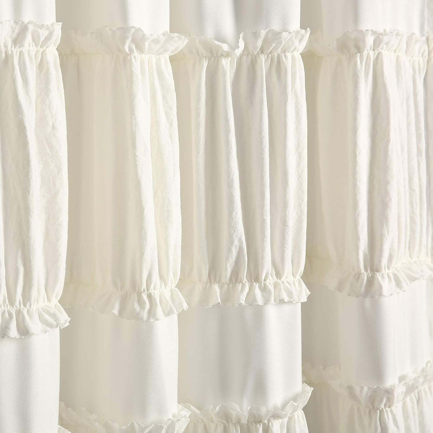 Nova Ruffle Window Curtain Panel Pair, 42″W X 95″L, Ivory