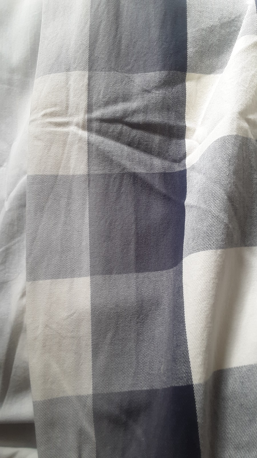 2 Pottery Barn Bryce Buffalo Check NAVY 50W x 96L Lined Drapes. FLAW