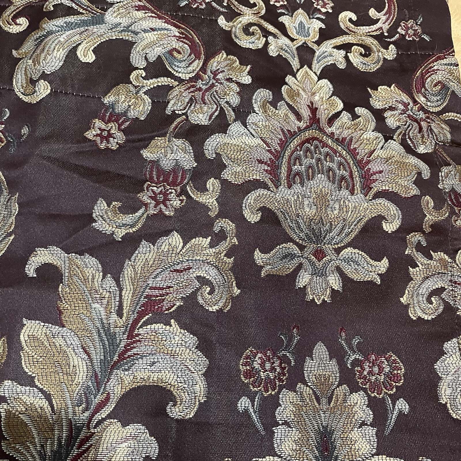 Croscill Curtain Panels Chocolate Brown Gold Jacobean Tie Back Set Of 2 42×84″