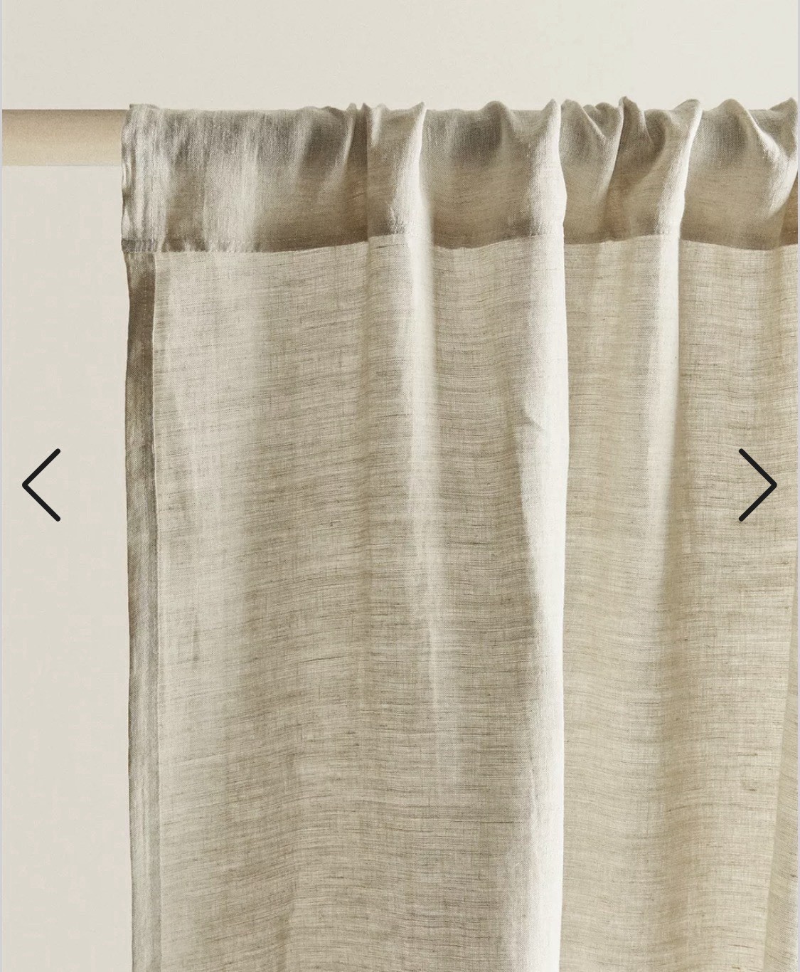 Zara Home 100% Linen Washed Linen Curtain Medium Opacity Single Panel 55×106.5”