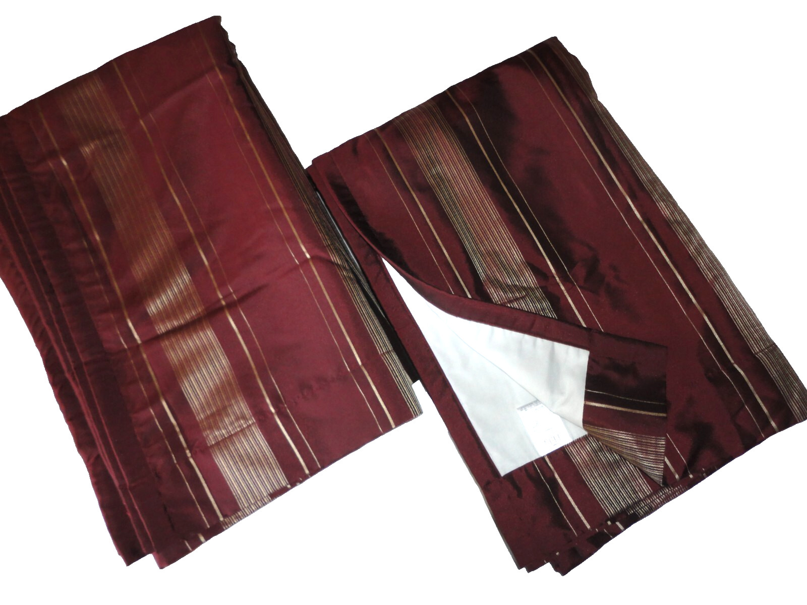 PERI PALLADIUM GOLD WINE STRIPE (2) Room Darkening PANELS CURTAINS 52X83