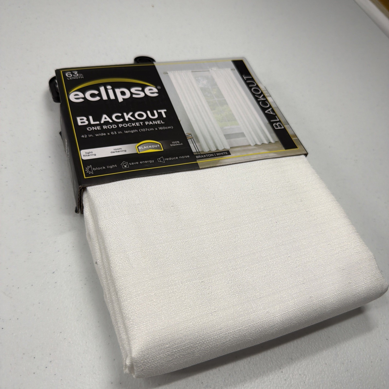 Eclipse Blackout Curtain One Rod Pocket Panel 42×63 Inch Length White home