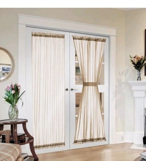MIULEE French Door Sheer Curtains for Front Back Patio Glass Door Light Filterin