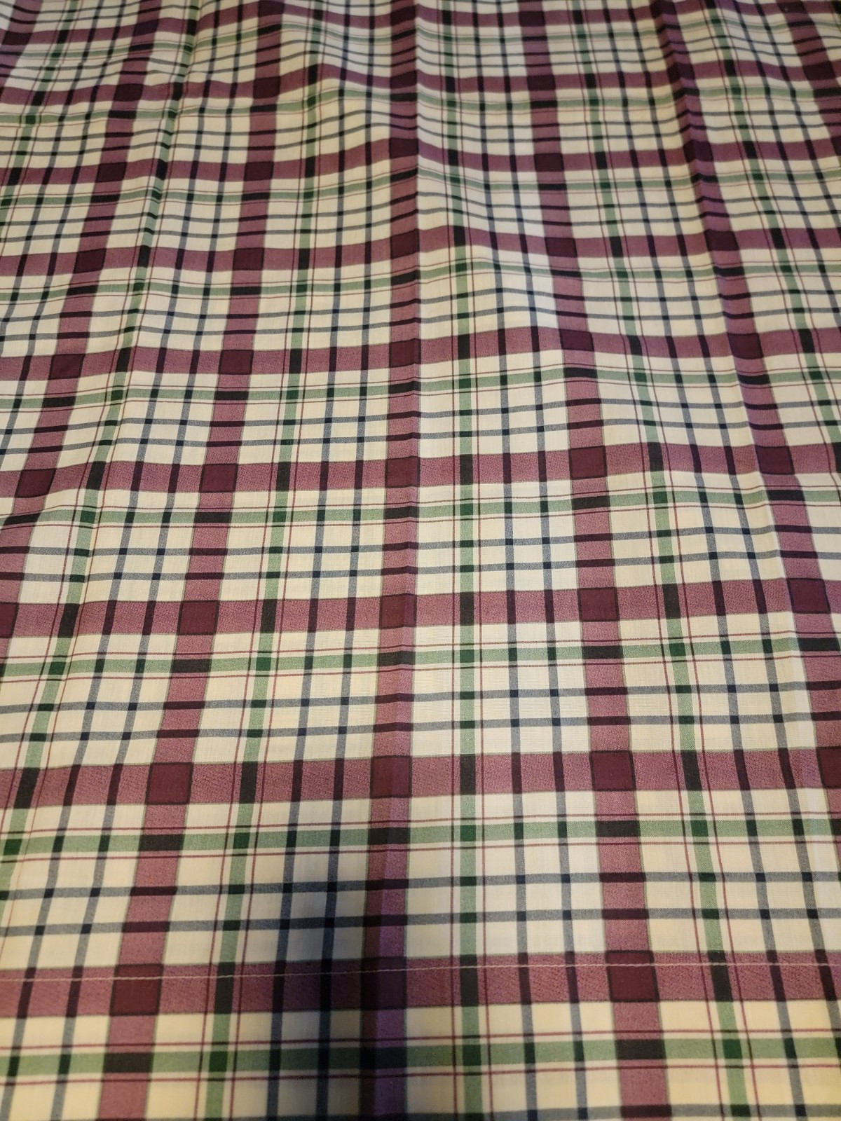 WINDOW TAILORED PANELS 4 & VALANCES 3 HERITAGE PLAID PURPLE GREEN AND CREAM