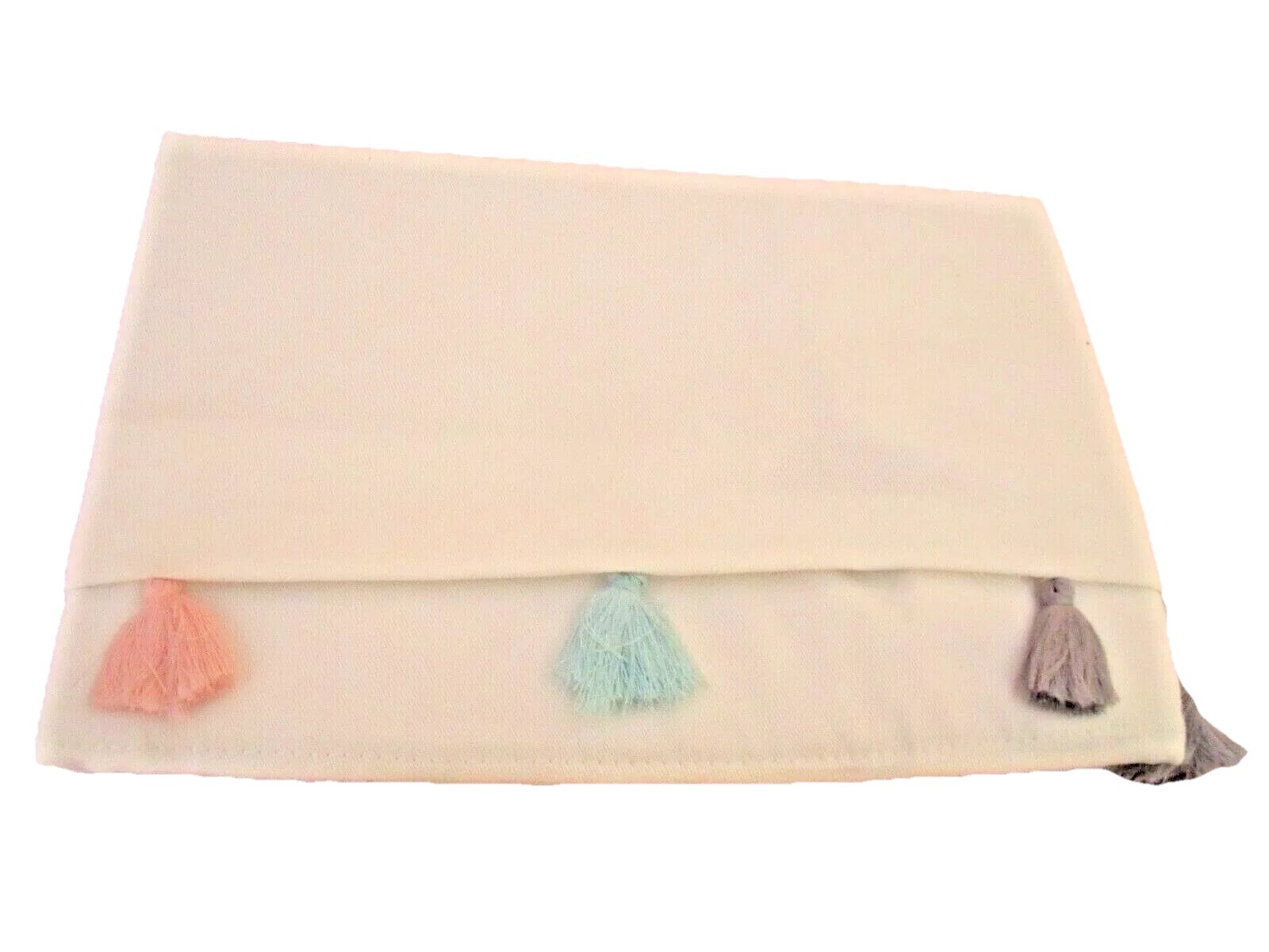 NEW Maya Multi Color Tassel VALANCE Curtain 50″ X 16″ White Gray Pink Aqua Blue