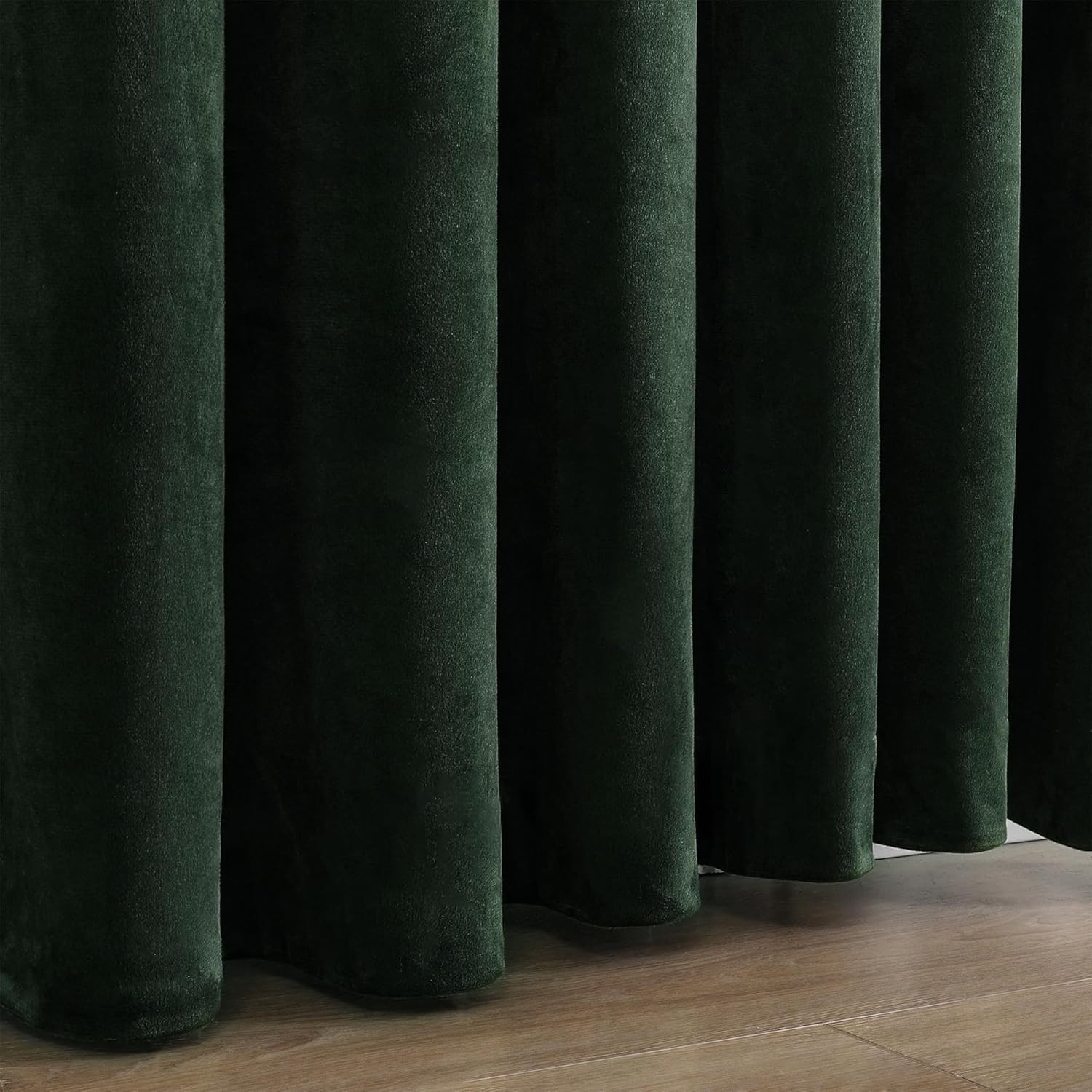 Luxurious Dark Green Velvet Curtains, Room Darkening, 2 Panels 52×90 Inches