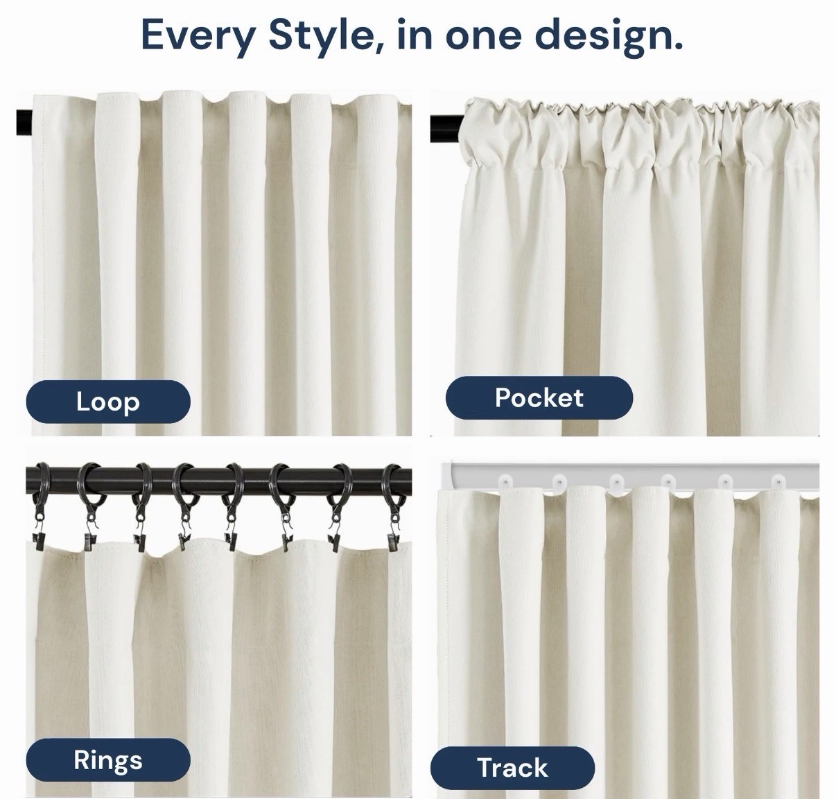 Sleepout Home Blackout Curtain Cream 50×84 Panel 100% OEKO-TEX 2 Pack
