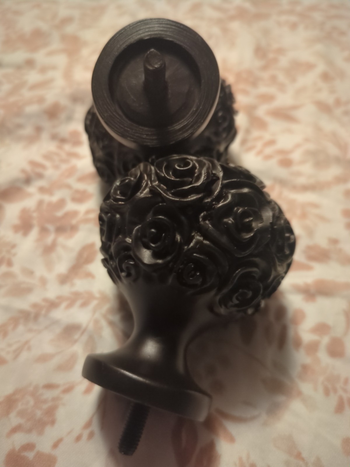 Standalone Two (2) Peony Designed Curtain Rod Finials 2.4 Inches In Diameter