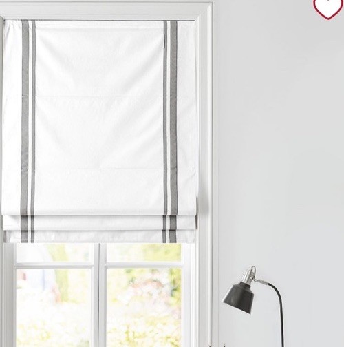 Pottery Barn Kids Harper cordless roman shade blackout lining 26 64 white gray