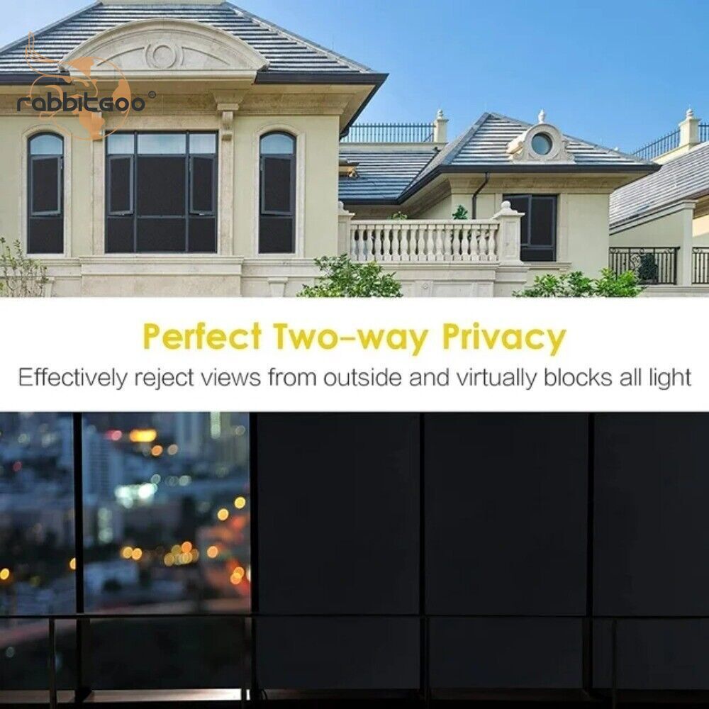 100% Privacy Window Film Blackout Tint Static Cling for Bathroom Glass Sticker