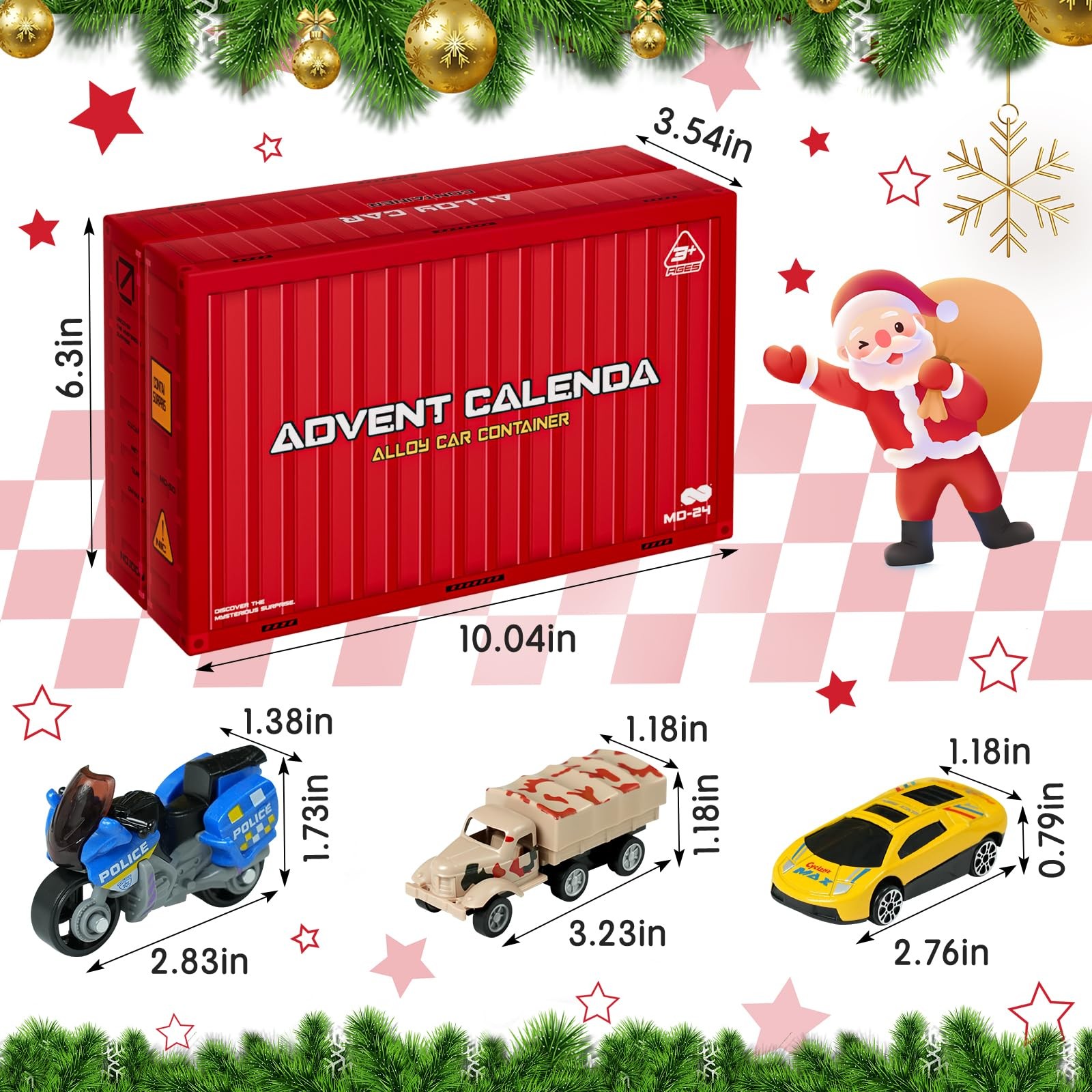 Advent Calendar 2025 for Kids Stocking Stuffer Toy Cars with 24 Different Alloy