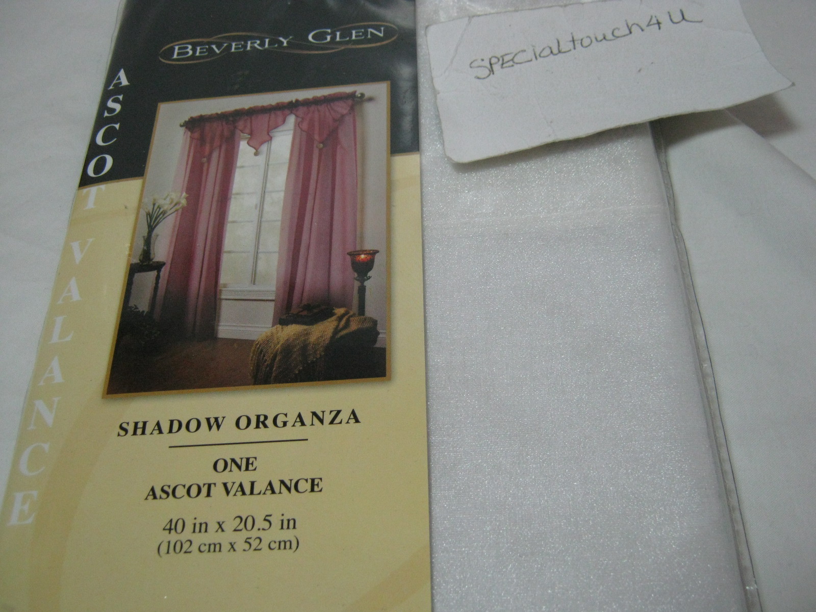 New Beverly Glen White Shadow Organza Ascot Window Valance 40×20.5 NIP