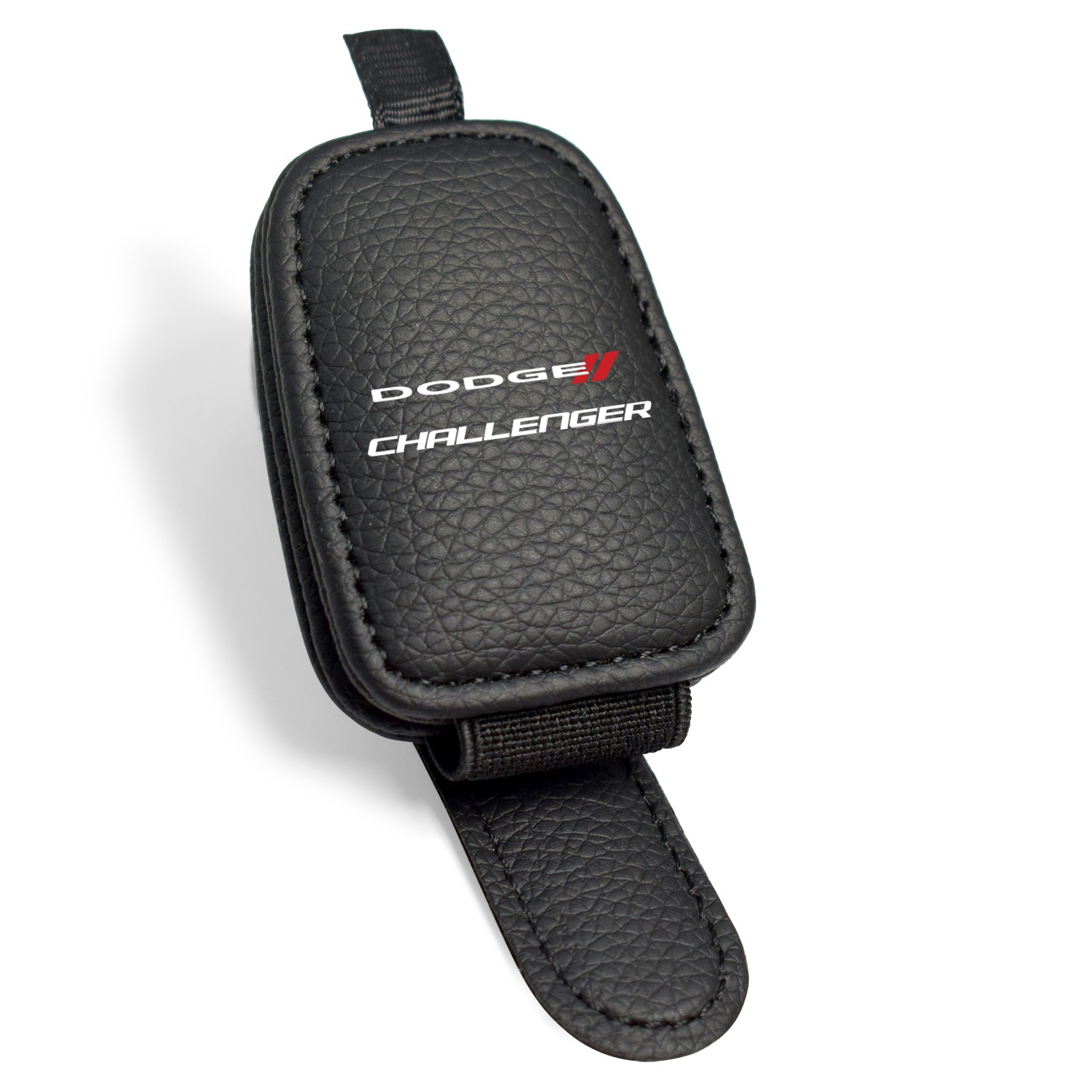 Dodge Challenger Rectangle Black Leather Magnetic Sunglass Sun Visor Holder