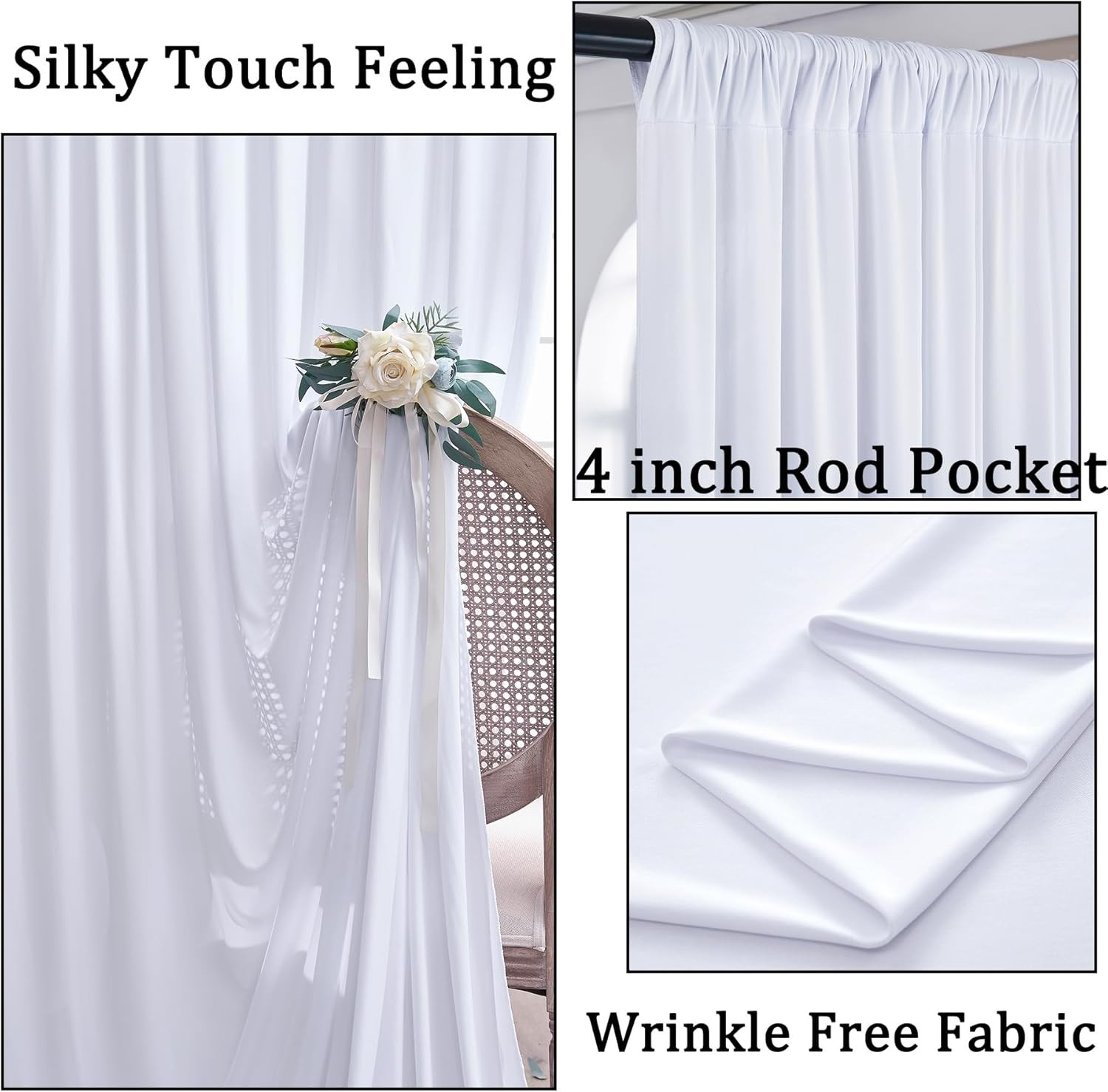 10x20ft Wrinkle Free White Ceiling Drapes Wedding Party 2 Panels Ceiling