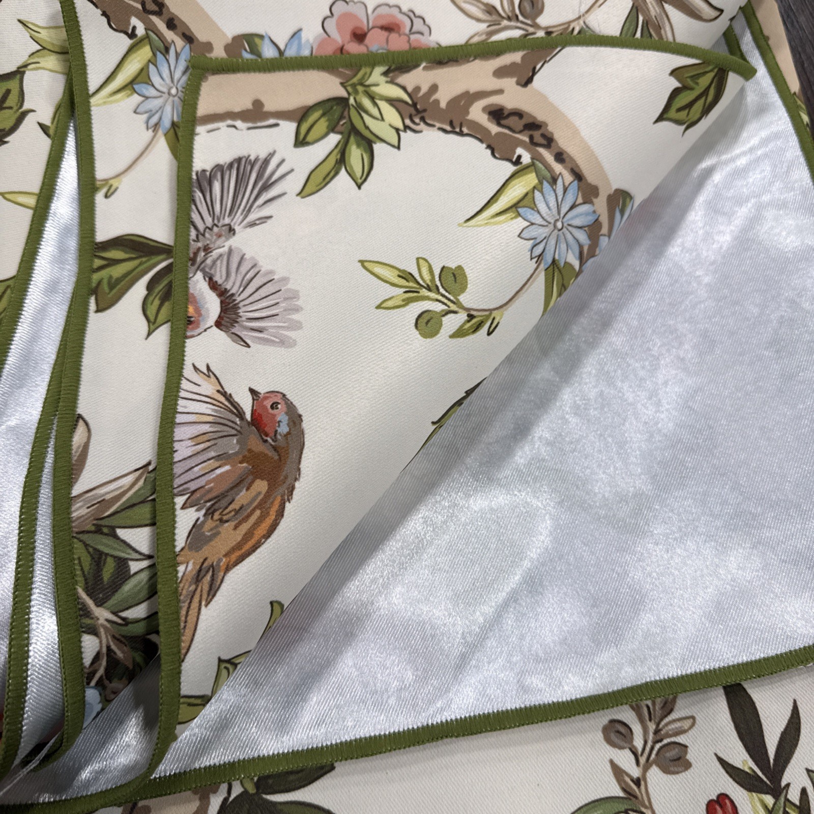 Lillian August Bird Floral Multi Two Back Tab Rod Pocket Curtains 84 in. New