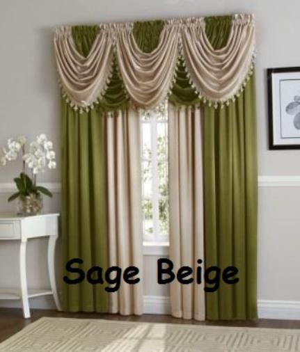 Luxurious Hyatt Window Curtain Panel or Waterfall valance assorted colors