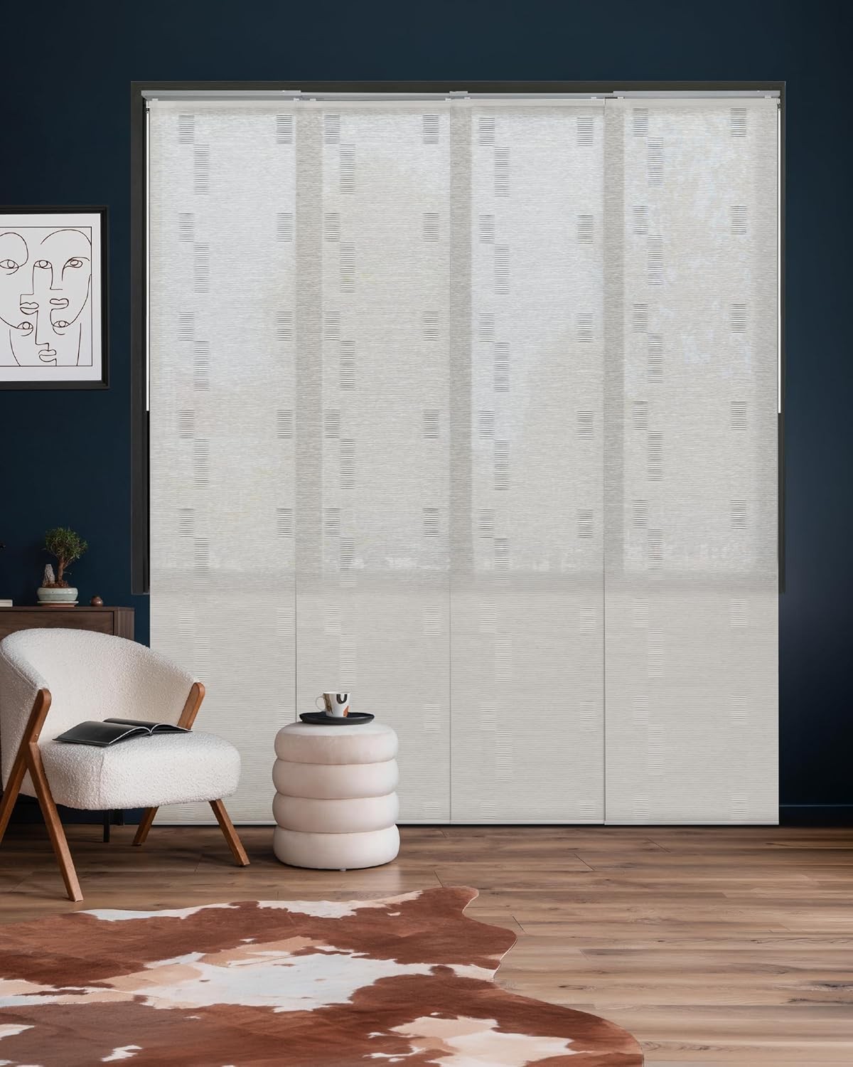 Adjustable Sliding Panel Track Window Blinds 45.8″- 86″ W x 96″ H, Extendable