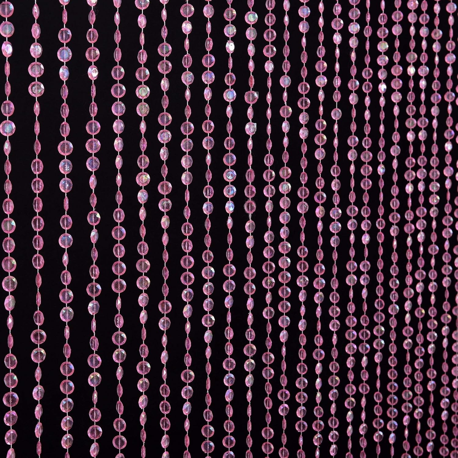 Stunning Pink Iridescent Beaded Curtain – 34 Strands