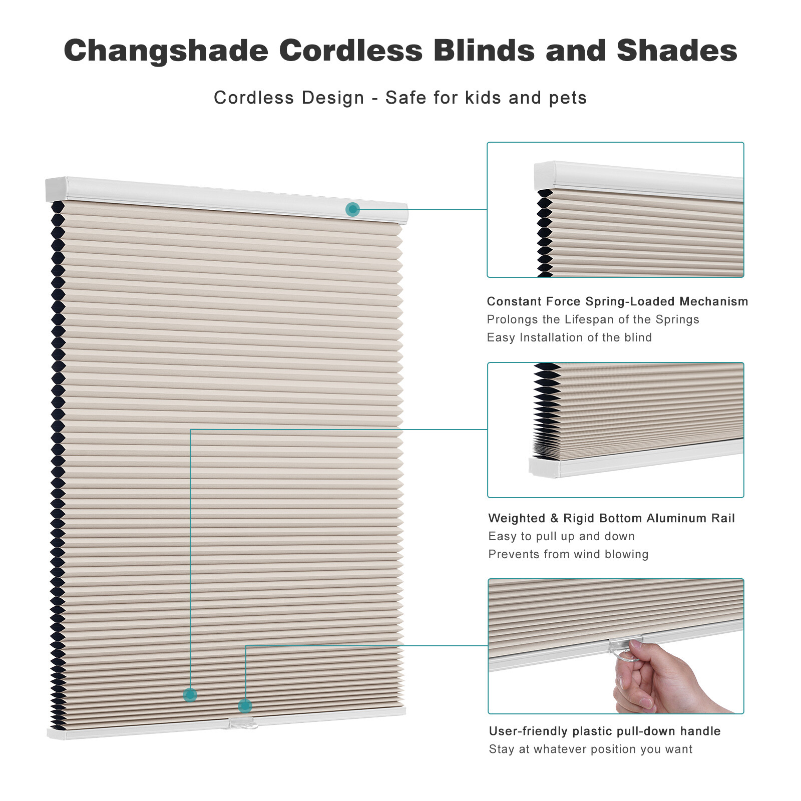 38mm Blackout Honeycomb Blinds For Window Cordless Cellular Shades-Six Colors