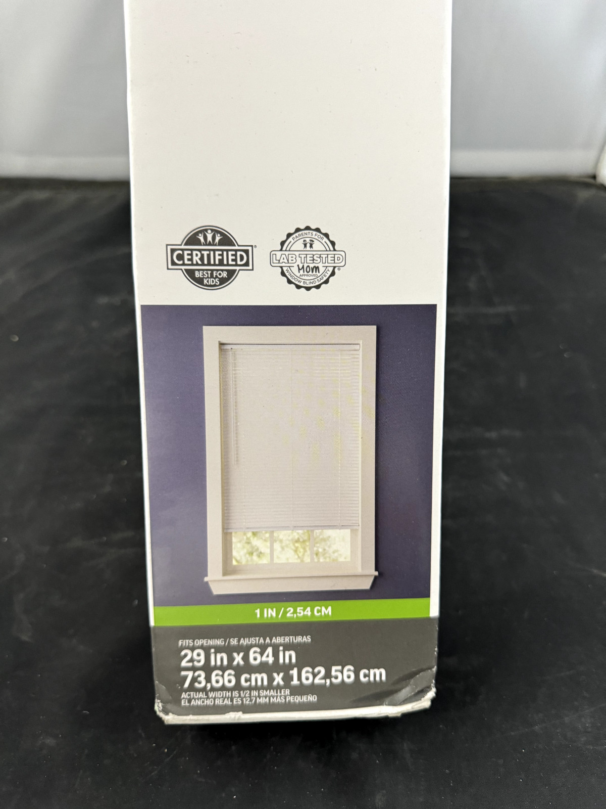 Project Source 1-in Slat Width 29-in x 64-in Cordless White Vinyl Room Darkening