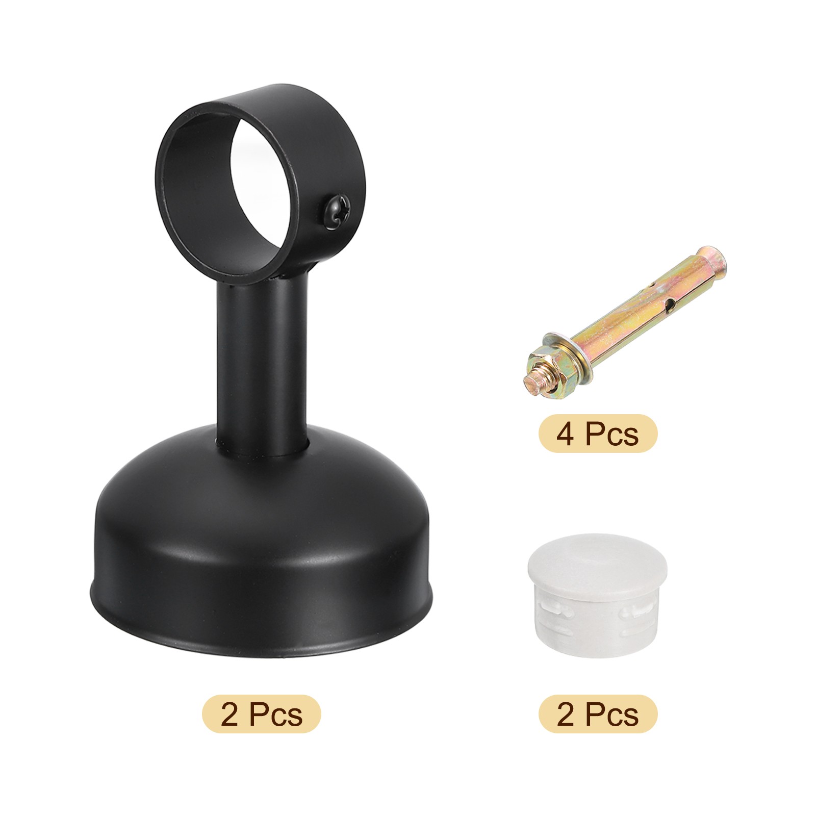 2 Set Ceiling Mount Curtain Rod Bracket 32x110mm Stainless Steel Rod Holders