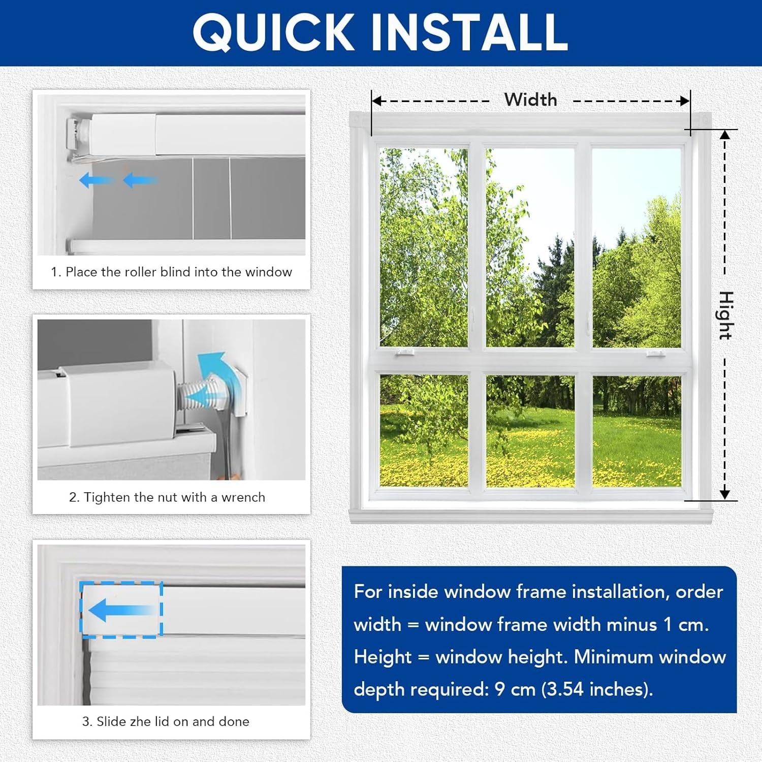 No Tools No Drill Cordless Blackout Cellular Shades, Top Down Bottom 27″x64″