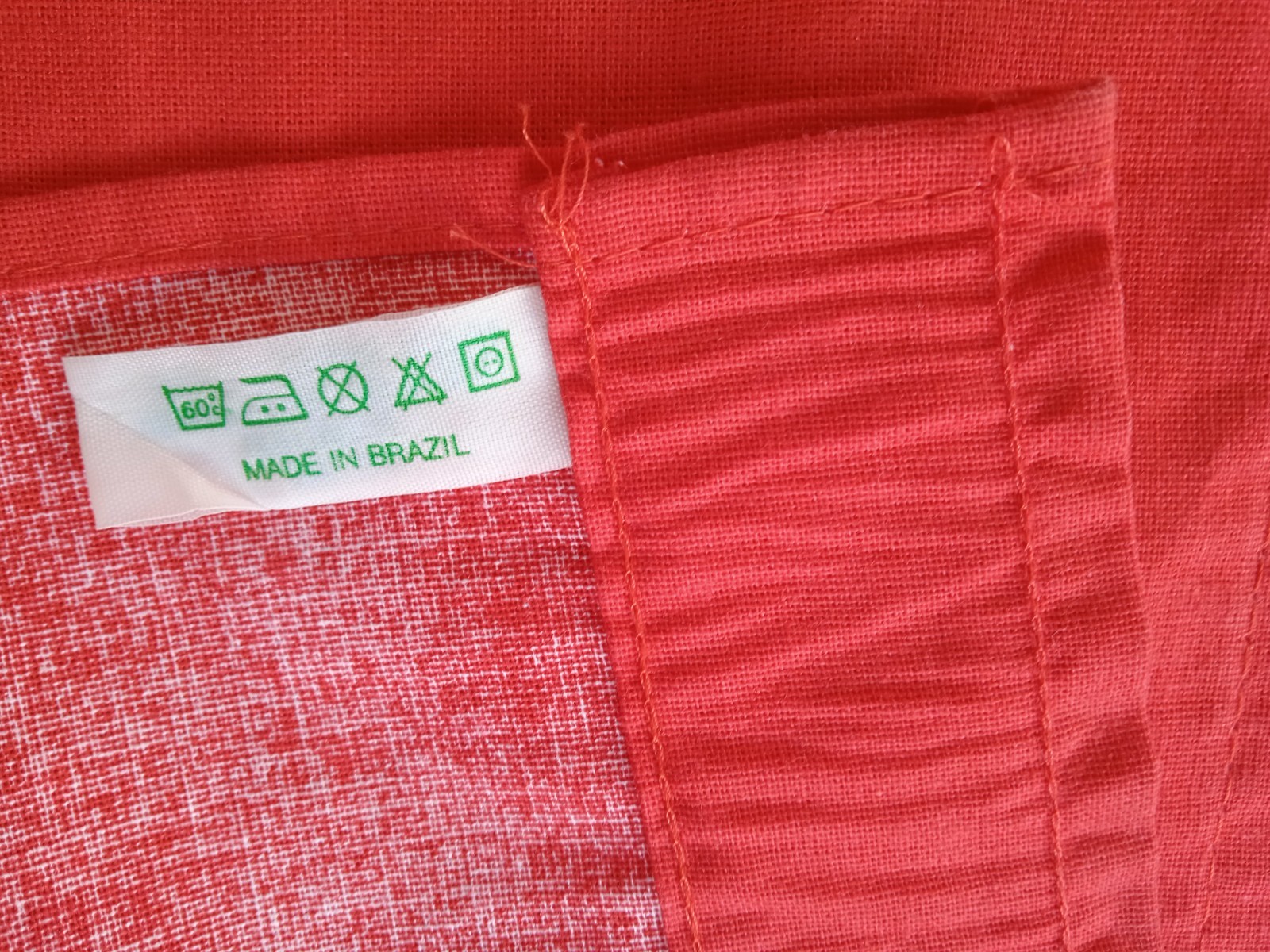 Vintage Christmas Red Cotton Valance with Candle & Flower Pattern Made in Brazil