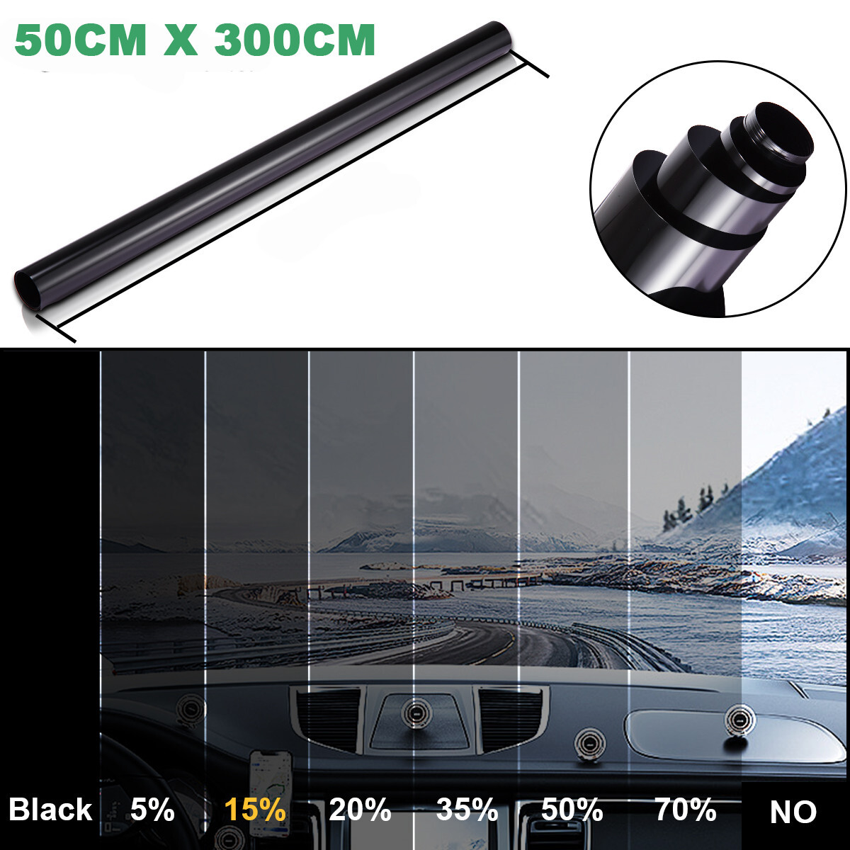 20″ Uncut Window Tint VLT Film Heat Reduce Block Shade Blackout Mirror Home Car