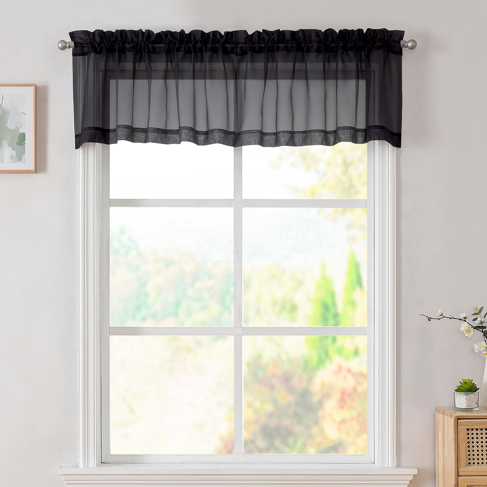 Simplebrand Black Valances 14 Inches Long for 42″W x 14″L (Pack of 2),