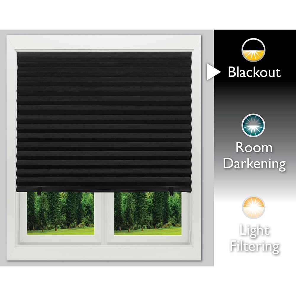 Redi Shade No Tools Original Blackout Pleated Paper 36″W x 72″H, Black