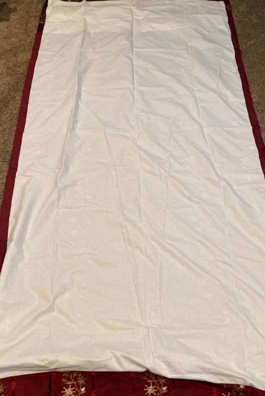 Curtain Panel Floral Embroidery Maroon Lined Custom Made 99”+ Ties 48” Repurpose