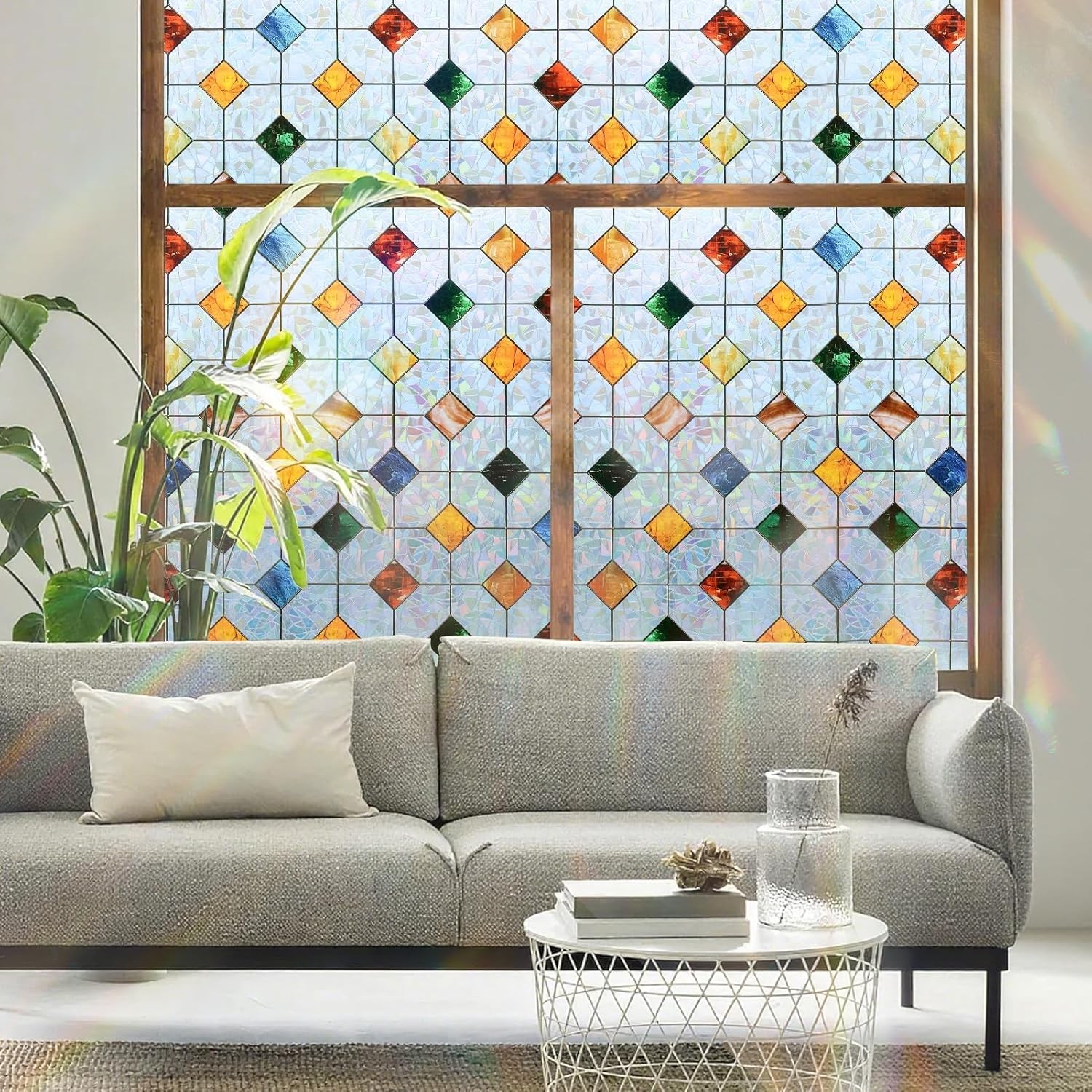 DKTIE Colorful Gem Lattice Pattern 17.7in X 78.7in, S533 (Rainbow Film)