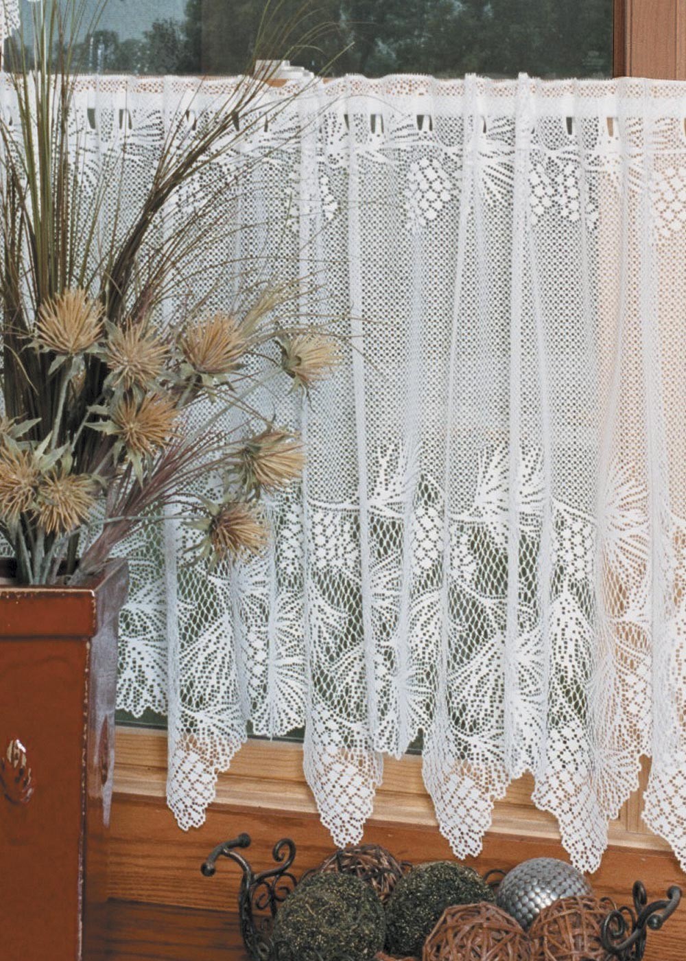 Woodland White Lace 60″ x 24″ Window Tier by Heritage Lace