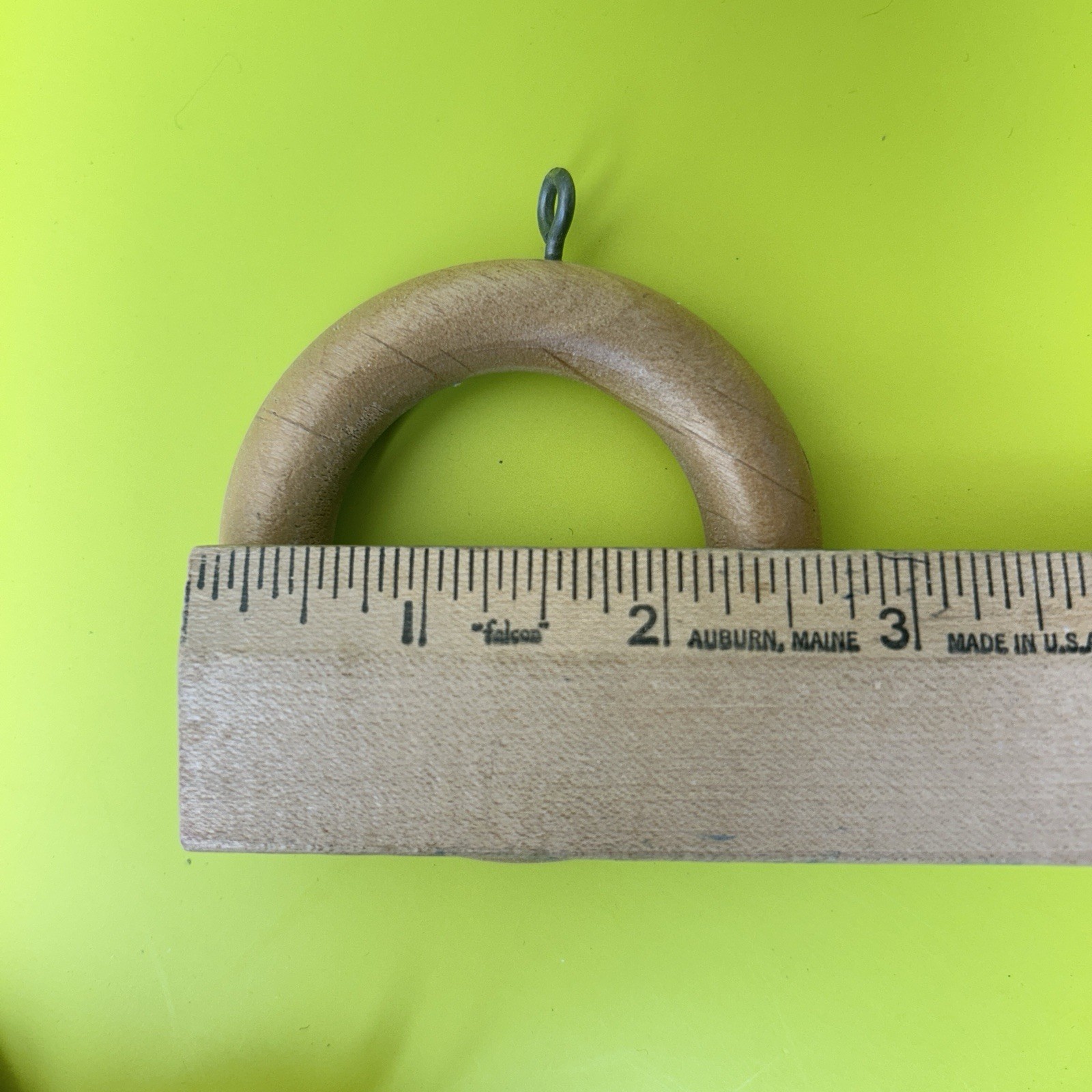 Lot of 42 Tan Vintage Wooden Curtain Rod Drapery Round Rings w/ Eye Hooks