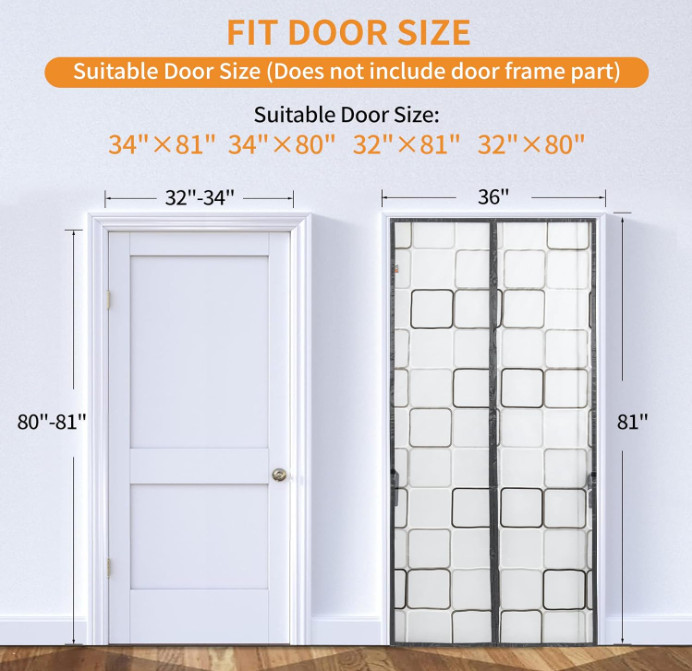 MAGNETIC SCREEN DOOR For Air Conditioner Doorways Keep Cold/Heat Out Stop Wind