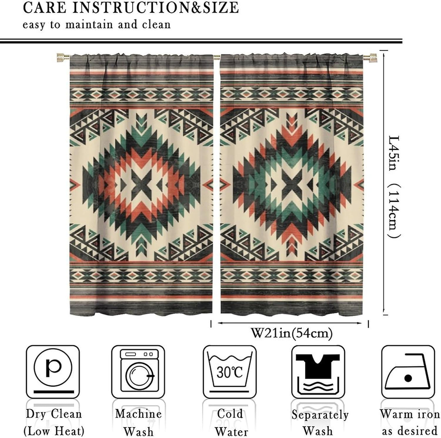 Aztec Thermal Insulated Curtain, Native American South Western Fantasy Boho