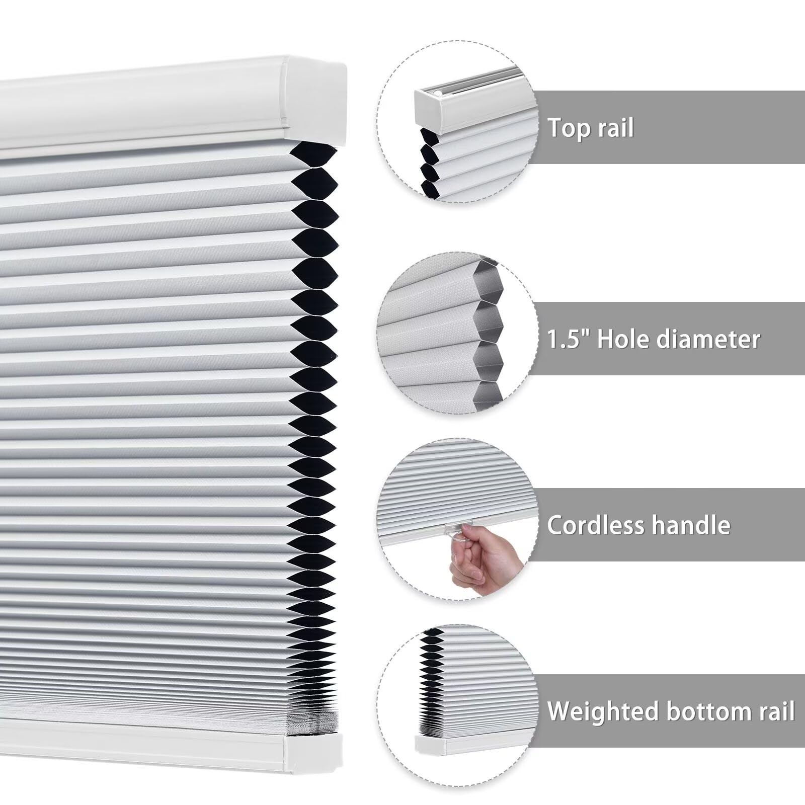 Cellular Blinds for Indoor Windows Doors Blackout Pull Down Shades Heat Light…