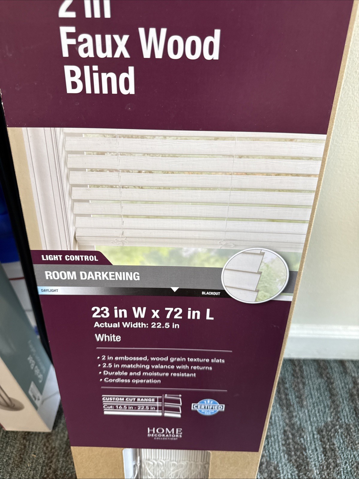 2 In. Faux Wood Blind 23w X 72l, Home Decorators , New