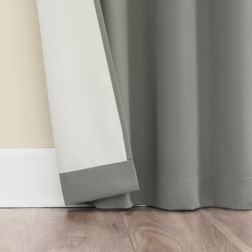 Kinnear Textured Gray Polyester 40 In. W X 84 In. L Rod Pocket Blackout Curtain