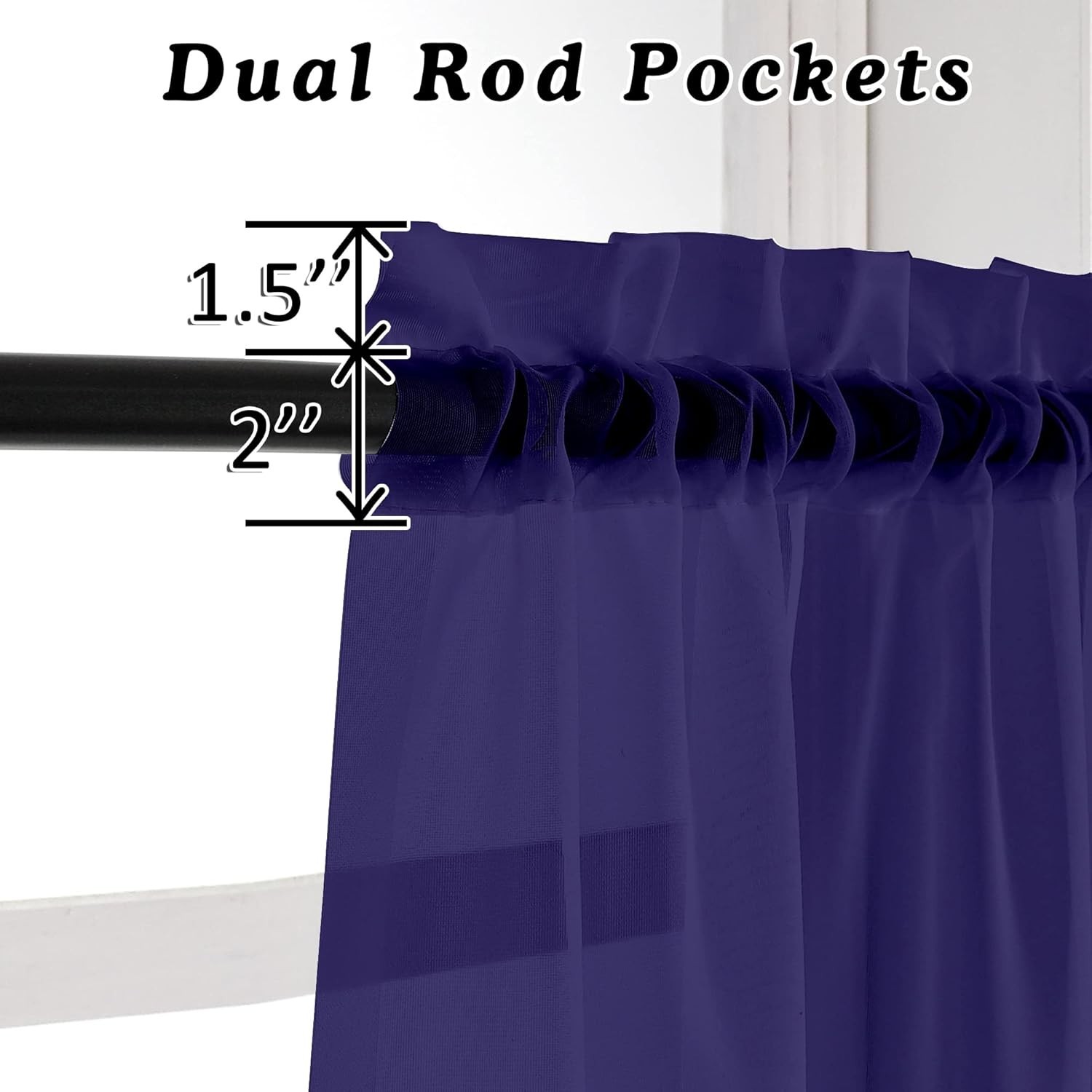 Elegant Purple Sheer Curtains 42×45 Inches – 2 Panels, Light Filtering Draperies